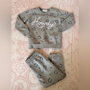 Rabbit + Bear Toddler Boy Howdy Sweatshirt and Sweatpants Set